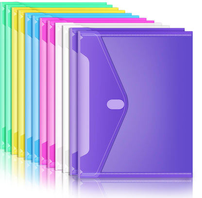 Sooez 12 Pack Plastic Envelopes File Folders, Plastic Filing Folders