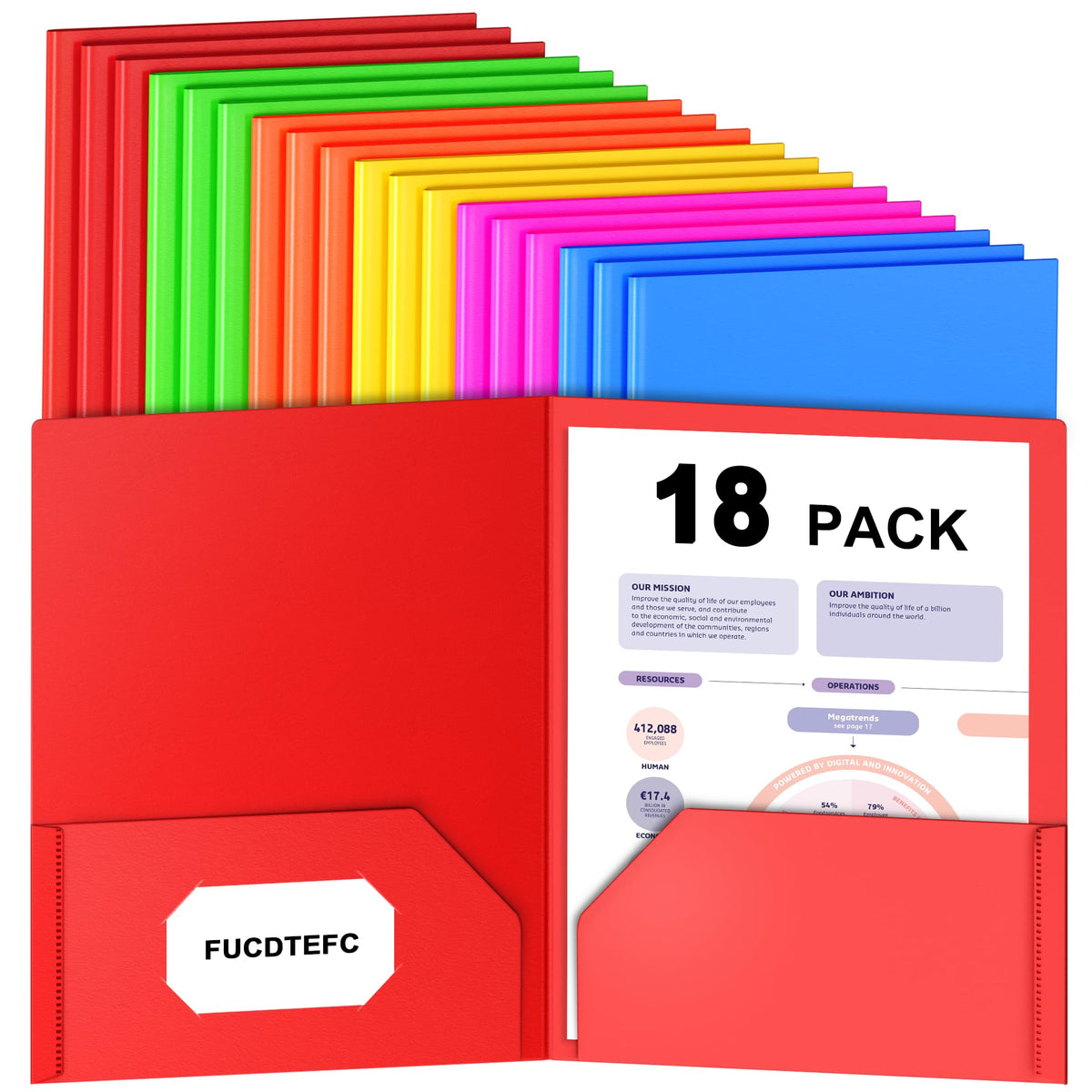 6 Pack Folders with Pockets, Pastel Color Cute Pocket Folders Paper Classic