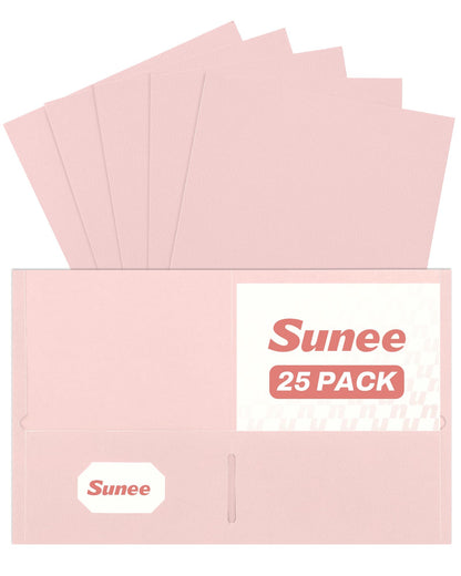SUNEE Folders with Pockets(25 Pack, Black), 2 Pocket Folders Fit Letter Size Paper, Paper File Folder for School Office Home Bussiness