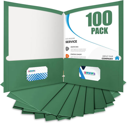 BIBRADAA® 50 Packs Blue Paper Folders with Pockets,Paper Folder Surface with Waterproofing,Letter Size,Holds 100 Plus Sheets,for School,Office,Business.(50, Dark Blue)