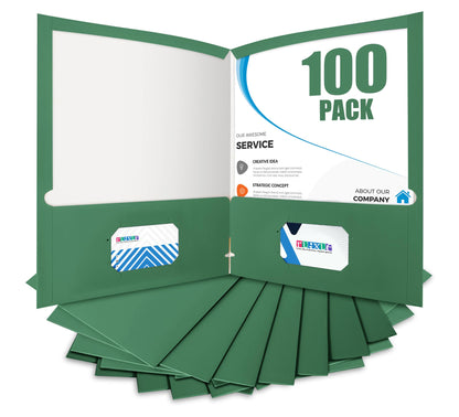 BIBRADAA® 50 Packs Blue Paper Folders with Pockets,Paper Folder Surface with Waterproofing,Letter Size,Holds 100 Plus Sheets,for School,Office,Business.(50, Dark Blue)