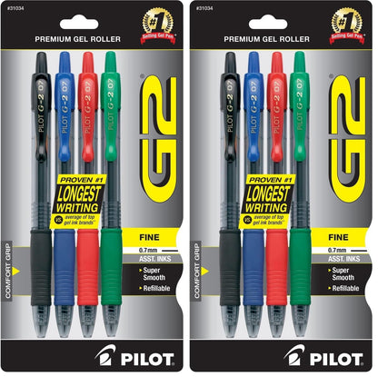 PILOT, G2 Premium Gel Roller Pens, Fine Point 0.7 mm, Blue, Pack of 4