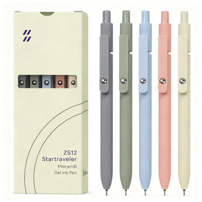 FIOVER Gel Pens 5pcs 0.5mm Quick Dry Black Ink Fine Point Pens