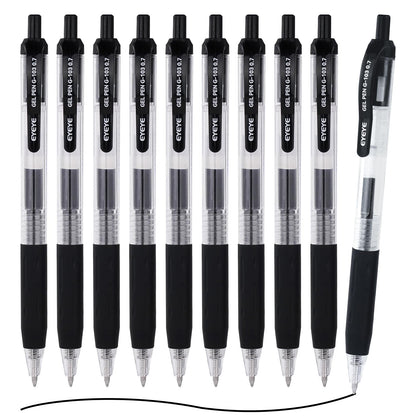 EYEYE G-103 Gel Pens, Black Ink, 0.5mm Extra Fine Point, Pack of 10