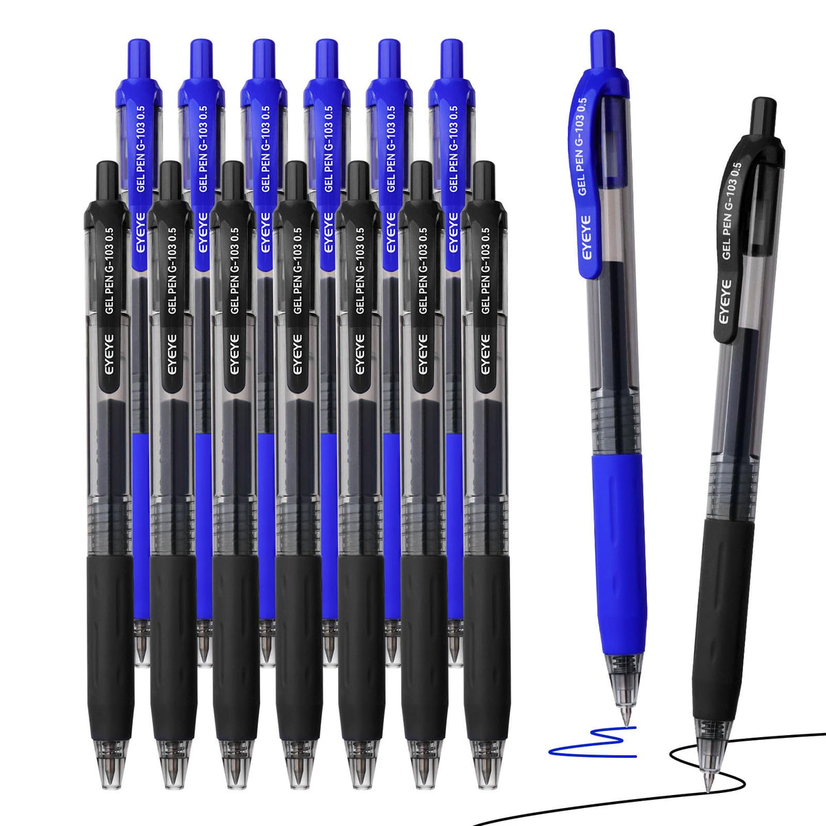 EYEYE G-103 Gel Pens, Black Ink, 0.5mm Extra Fine Point, Pack of 10
