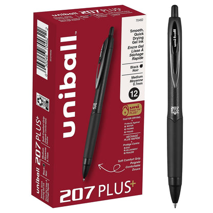 uniball™ 207 Gel Pens, Blue Ink, 1.0mm Bold Point, Retractable, 12 Count