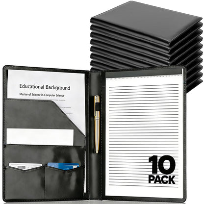 Padfolio Portfolio Binder, Faux Leather Folio Folder Organizer, Black