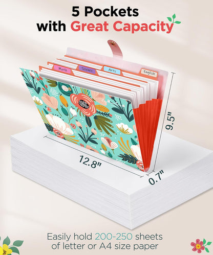 Sooez File Folders Organizer, Folders with 5 Pockets, Folders for Documents