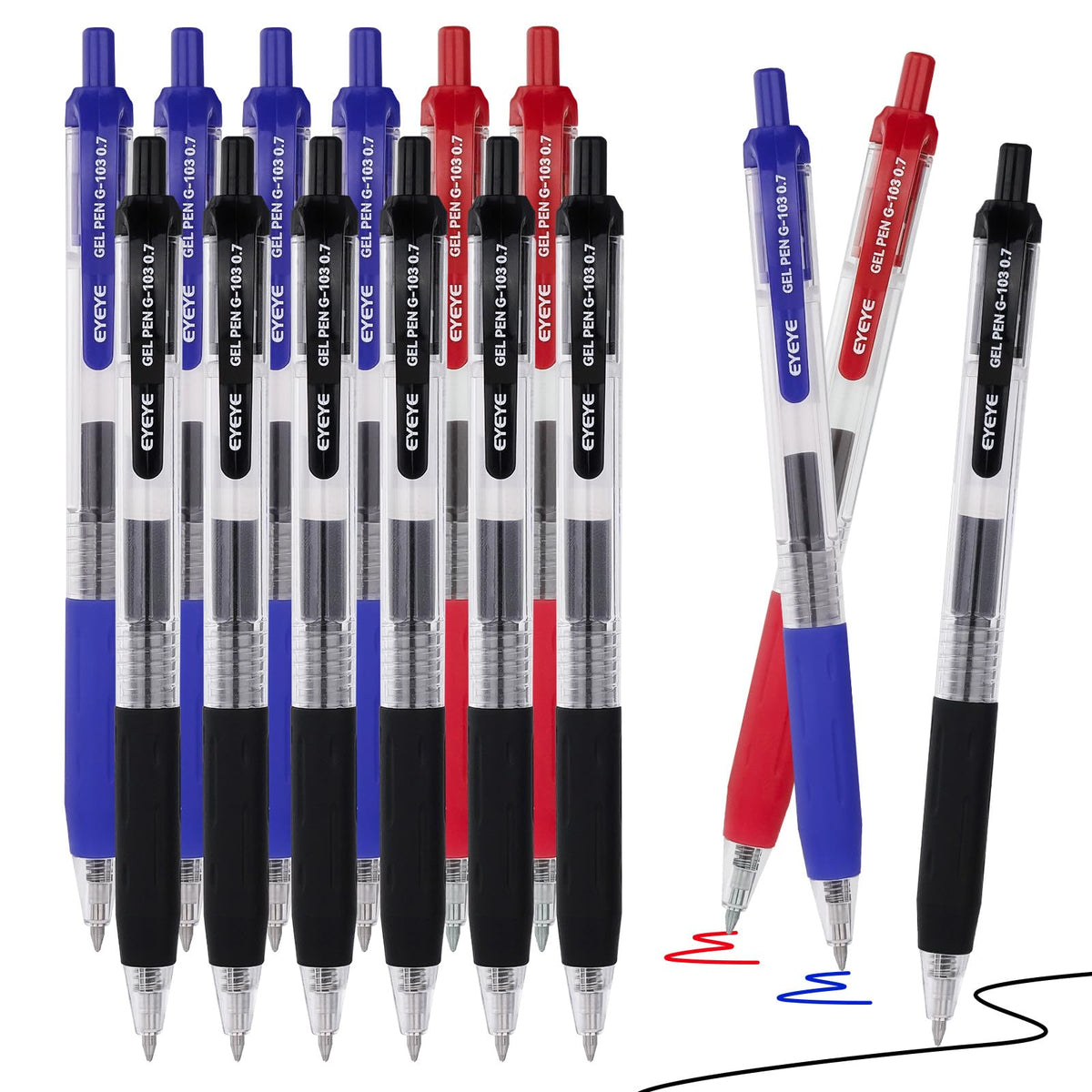 EYEYE G-103 Gel Pens, Black Ink, 0.5mm Extra Fine Point, Pack of 10