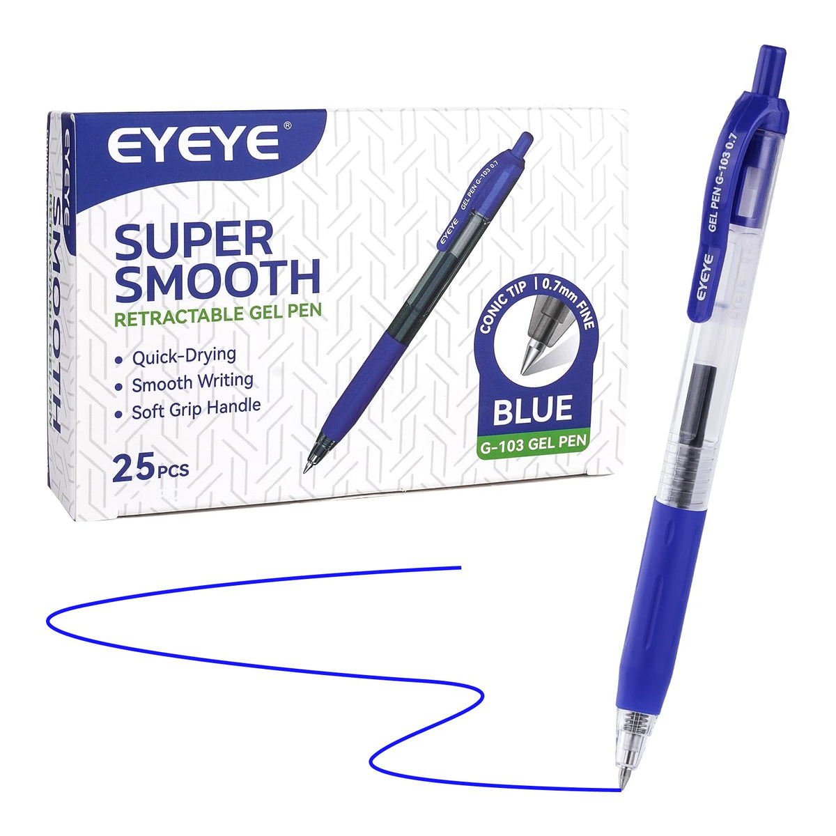 EYEYE G-103 Gel Pens, Black Ink, 0.5mm Extra Fine Point, Pack of 50