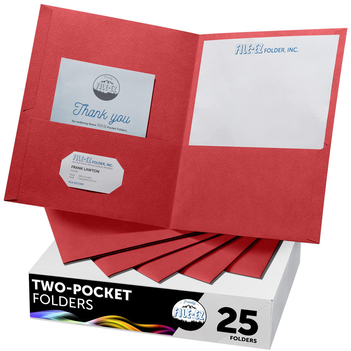 FILE-EZ Two-Pocket Folders, Navy Dark Blue, 25-Pack, Textured Paper, Letter Size (EZ-32523)