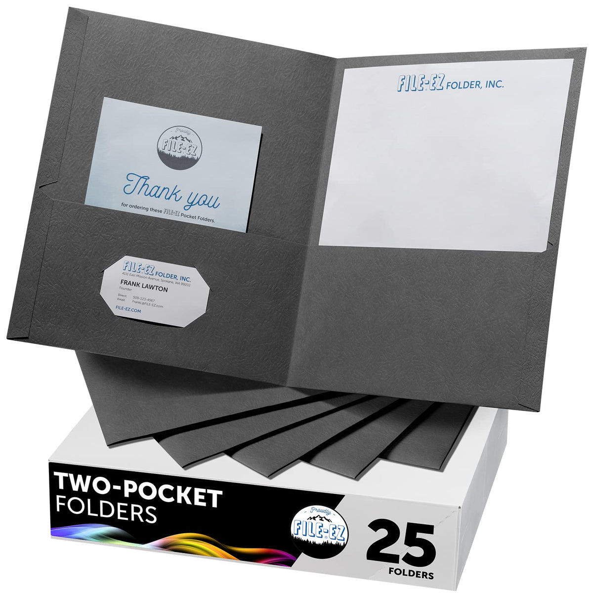 FILE-EZ Two-Pocket Folders, Navy Dark Blue, 25-Pack, Textured Paper, Letter Size (EZ-32523)