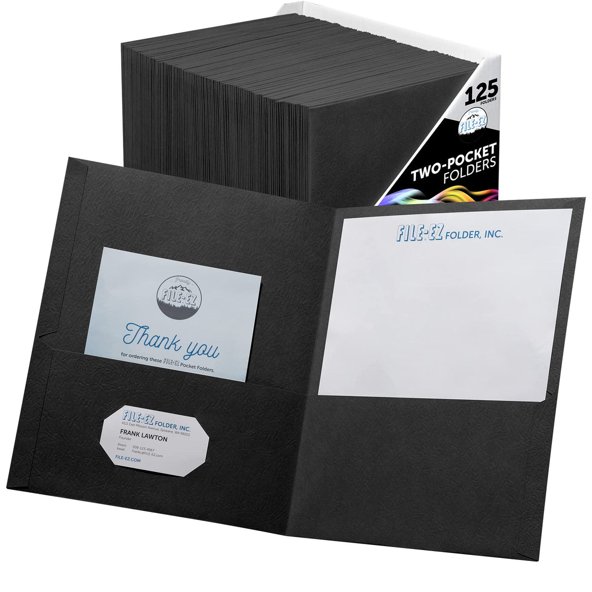 FILE-EZ Two-Pocket Folders, Navy Dark Blue, 25-Pack, Textured Paper, Letter Size (EZ-32523)