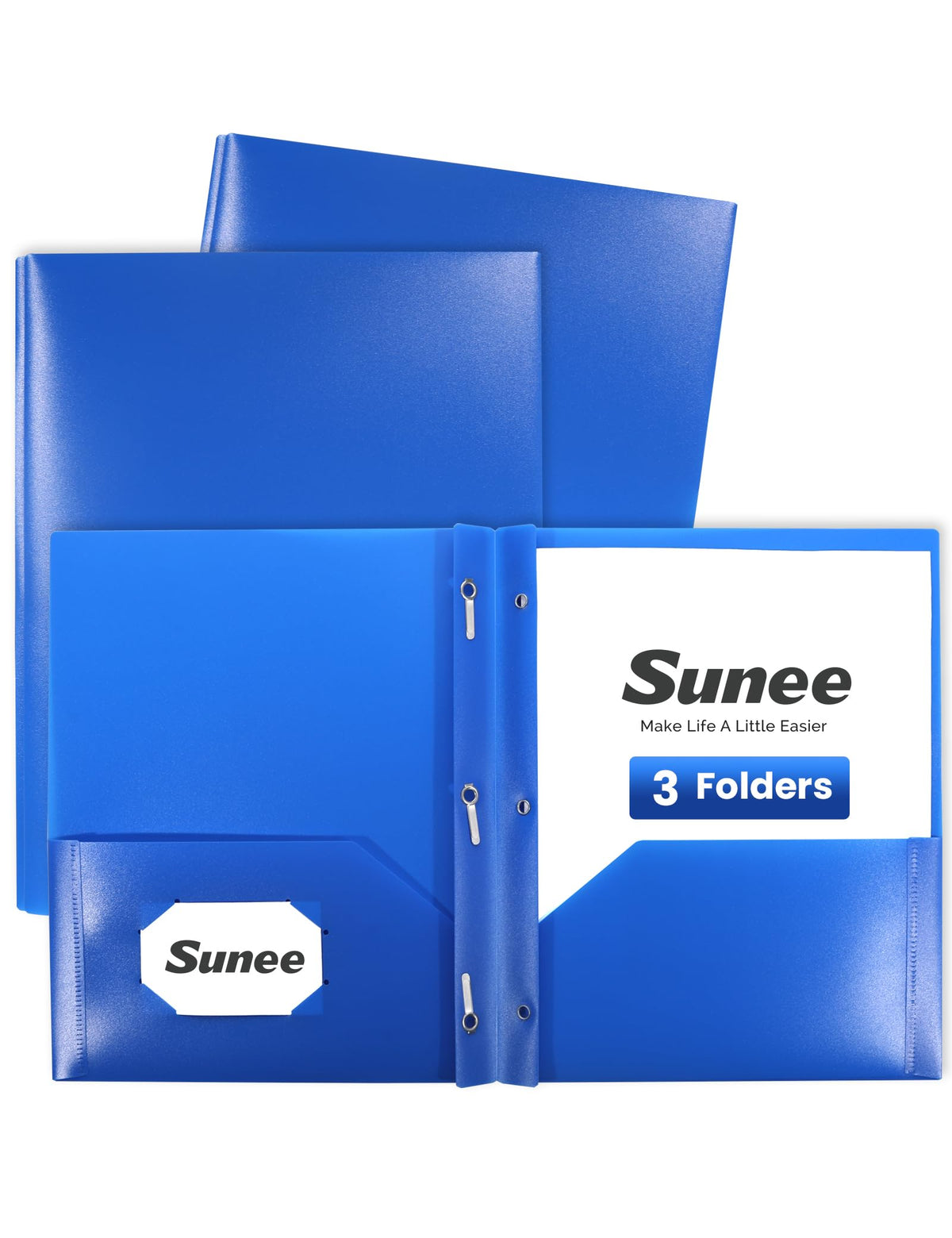 SUNEE 3-Prong Plastic Folders with Pockets (6 Pack, Pastel Colors) 2 Pocket Folders with Fasteners, Tear-Resistant Plastic Pockets, and Fit Letter Size Paper, Use for School Office Home Business