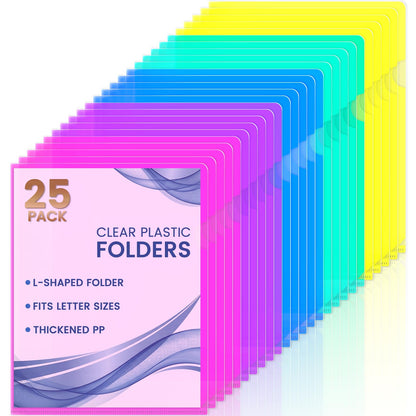 Sooez 25 Pack Clear Document Folder Project Pockets