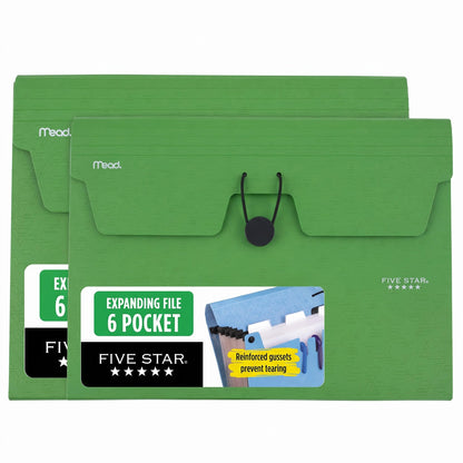 Five Star Expanding File Organizer, 6-Pocket Accordian File Organizer, Bungee Closure, Holds 8-1/2" x 11" Paper, Black (72391)
