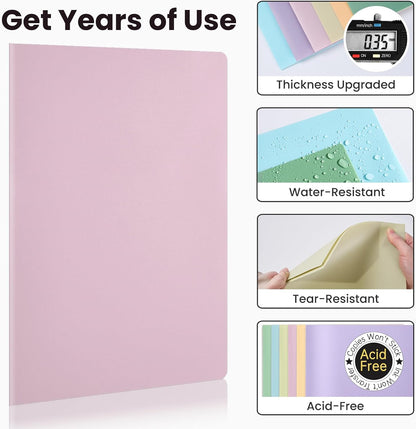 Sooez 7Pack Folders with Pockets, Pastels Colors, Heavy Duty Pocket Folder