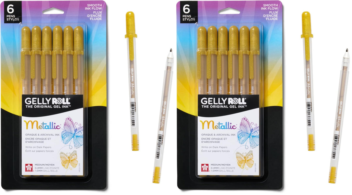 Sakura Gelly Roll Metallic Gel Pens, Colored Metallic, Medium Line, 10 Pack