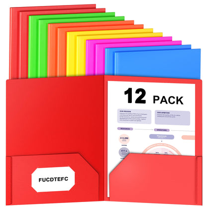6 Pack Folders with Pockets, Pastel Color Cute Pocket Folders Paper Classic