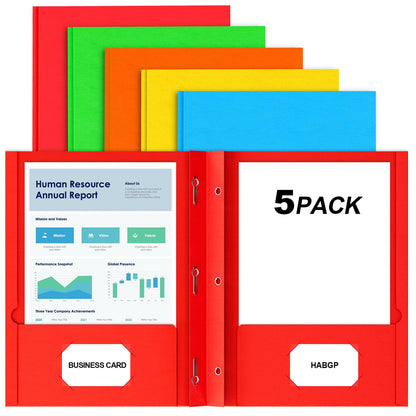 2 Pocket Folders with Prongs, 20 Pack Paper Folders with Pockets & 3 Prongs