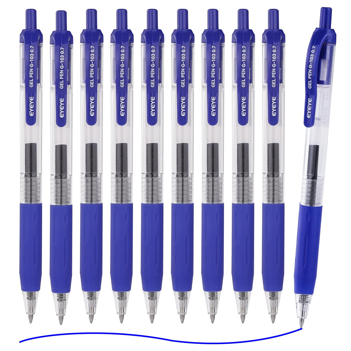 EYEYE G-103 Gel Pens, Black Ink, 0.5mm Extra Fine Point, Pack of 10