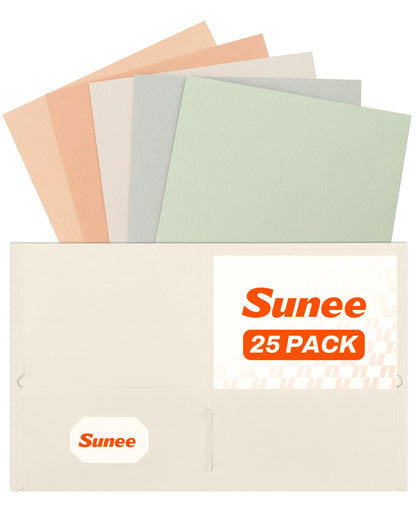 SUNEE Folders with Pockets(25 Pack, Black), 2 Pocket Folders Fit Letter Size Paper, Paper File Folder for School Office Home Bussiness