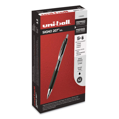 uniball™ 207 Gel Pens, Black Ink, 1.0mm Bold Point, Retractable, 12 Count
