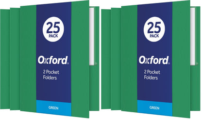 Oxford Twin-Pocket Folders, Textured Paper, Letter Size, Dark Blue, Holds 100 Sheets, Box of 25 (57538EE)