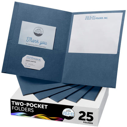 FILE-EZ Two-Pocket Folders, Navy Dark Blue, 25-Pack, Textured Paper, Letter Size (EZ-32523)