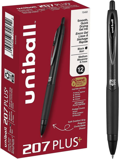 uniball™ 207 Gel Pens, Blue Ink, 1.0mm Bold Point, Retractable, 12 Count