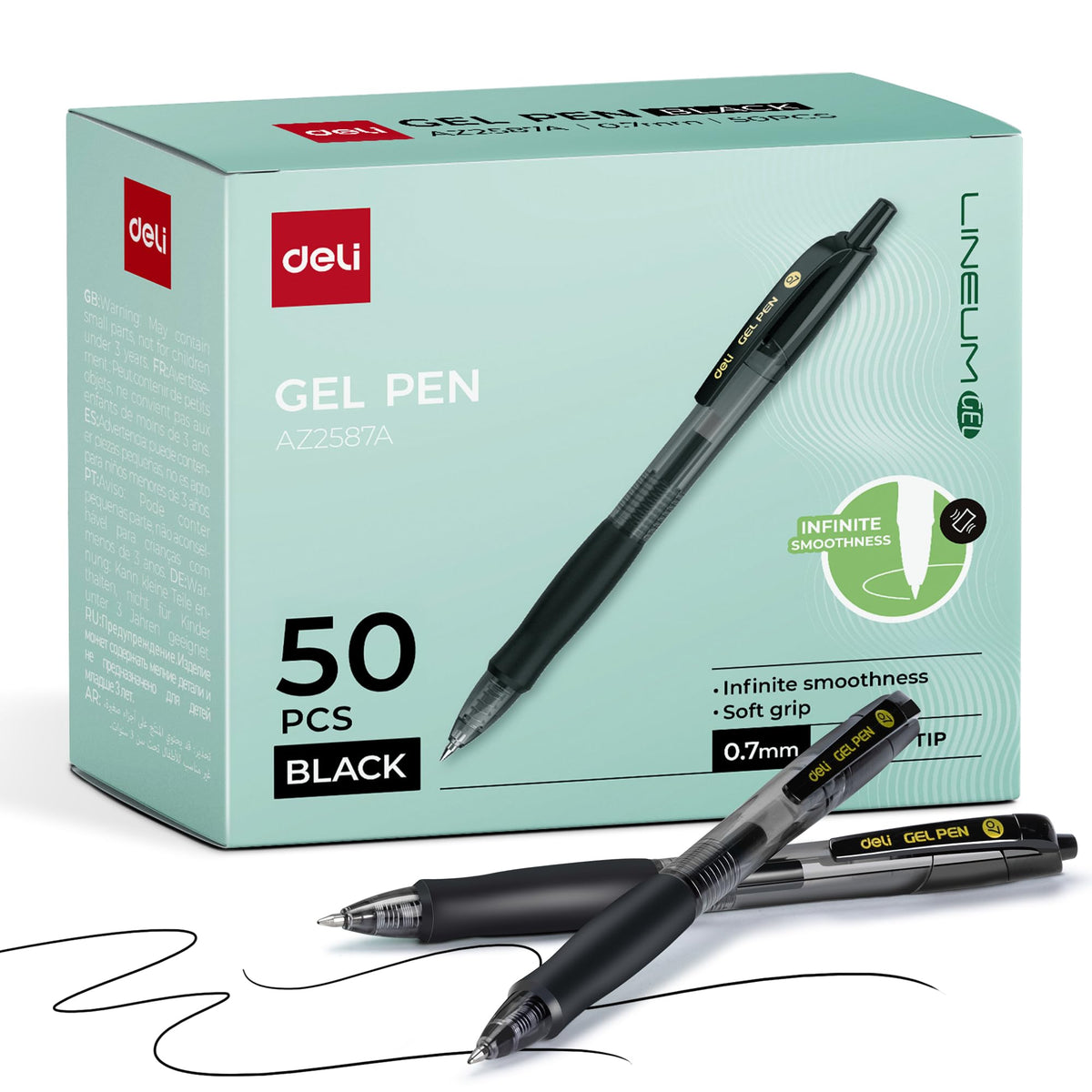 deli Pens Bulk, 50 Pcs Retractable Gel Pens Medium Point 0.7mm