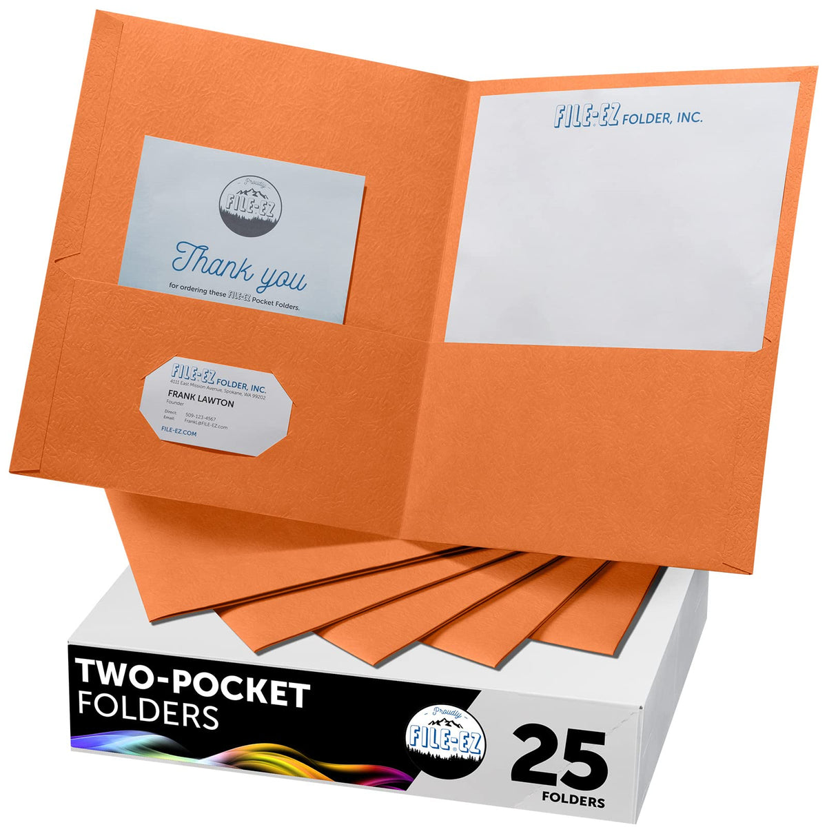FILE-EZ Two-Pocket Folders, Navy Dark Blue, 25-Pack, Textured Paper, Letter Size (EZ-32523)