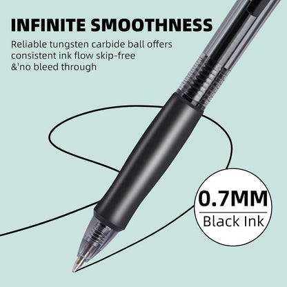 deli Pens Bulk, 50 Pcs Retractable Gel Pens Medium Point 0.7mm