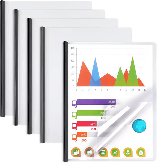Report Covers with Sliding Bar, Clear Report Covers for Letter-Size Paper