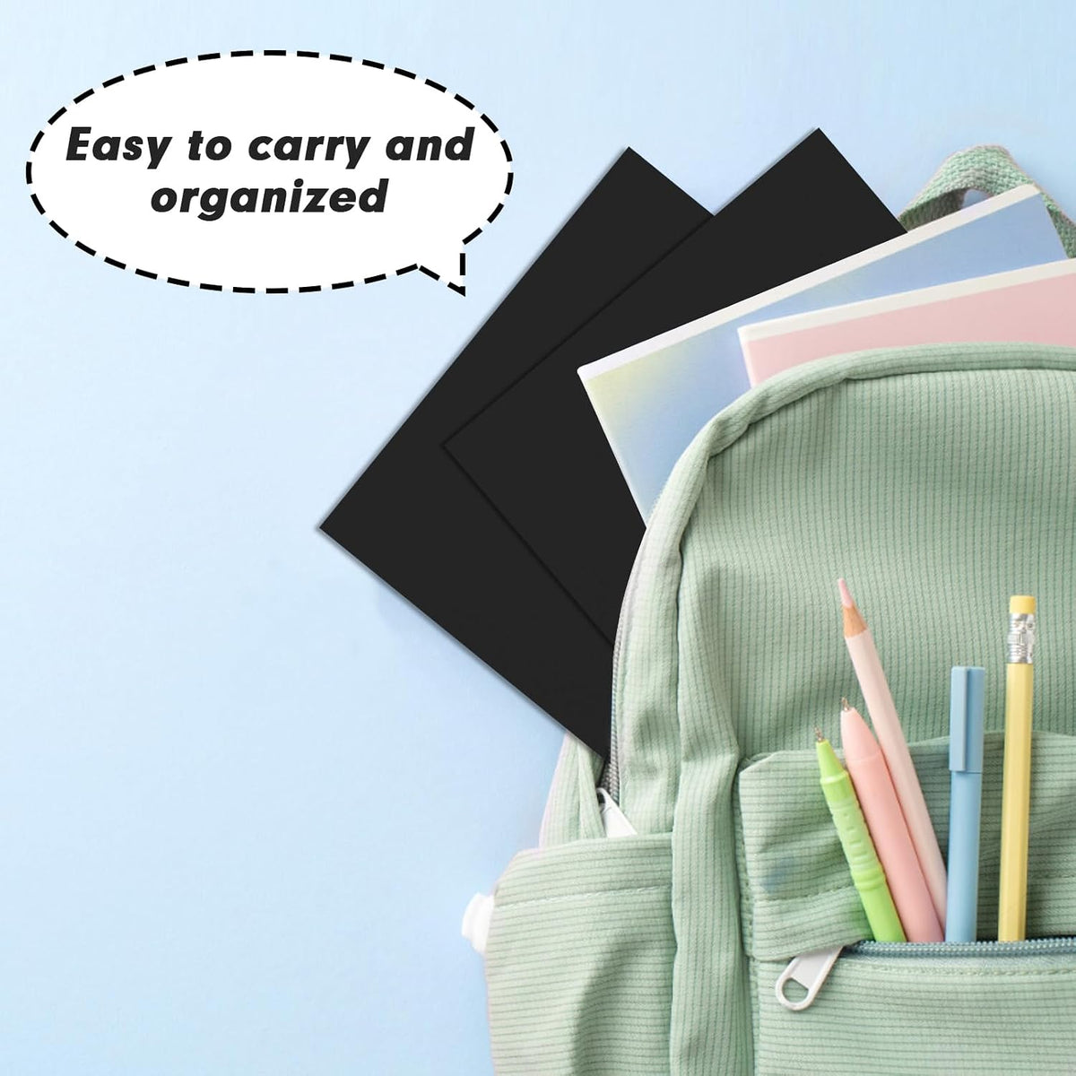 RAZCC Two Pocket Folders, 75 Pack, Letter Size, Black Folders with Pockets