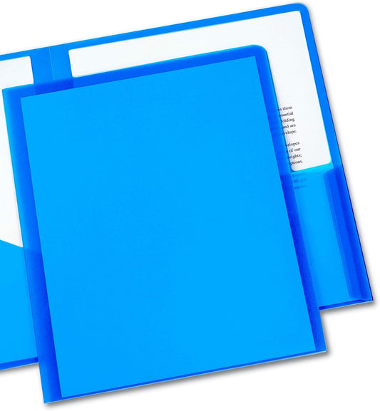 Avery® Translucent Two Pocket Folder, Water Resistant, Holds up to 20 Sheets, 1 Blue Folder (47811)