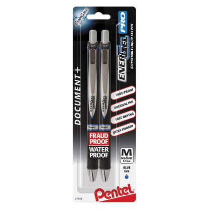 Pentel EnerGel Permanent Gel Ink Rollerball Pen, Black, 3 Pack (BLP77BP3A)