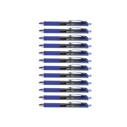 Amazon Basics Retractable Gel Pens, Fine Point 0.7mm, Smooth Writing, Black, No Smudge, School and Office Supplies, 12-Pack