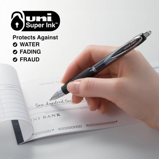 uniball™ 207 Gel Pens, Black Ink, 0.7mm Medium Point, Retractable, 12 Count