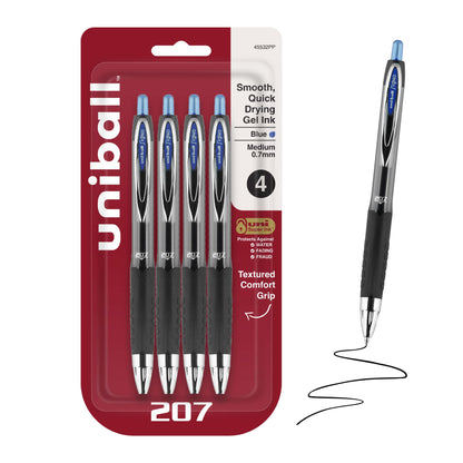 uniball™ 207 Gel Pens, Black Ink, 1.0mm Bold Point, Retractable, 12 Count