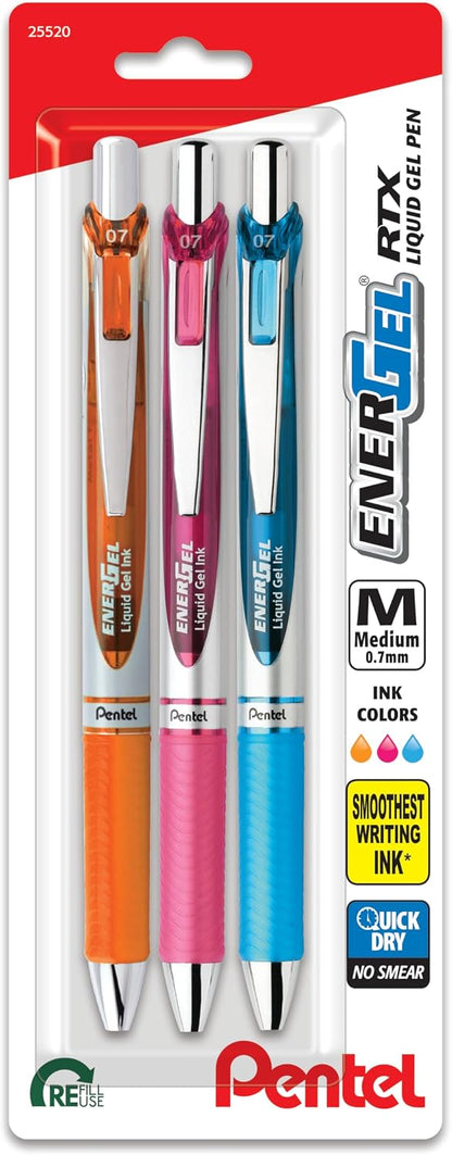 Pentel 756260 EnerGel RTX Retractable Gel Pens Medium