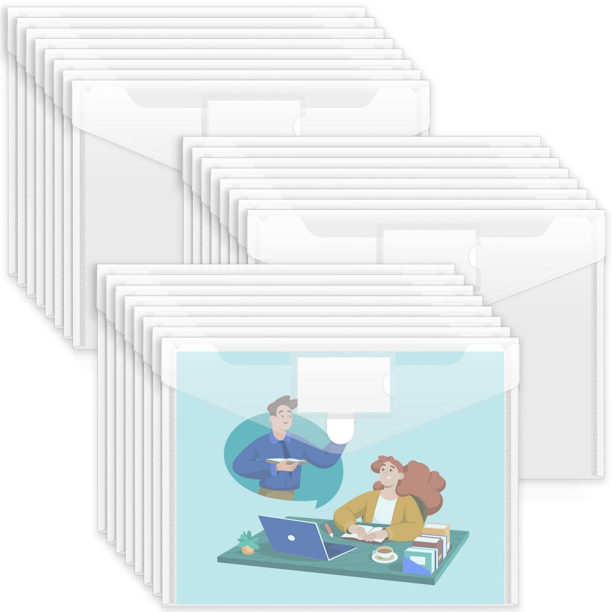 Sooez 10 Pack Plastic Envelopes File Folders, Clear Folder for Document US