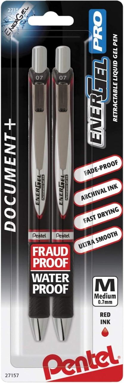 Pentel EnerGel Permanent Gel Ink Rollerball Pen, Black, 3 Pack (BLP77BP3A)