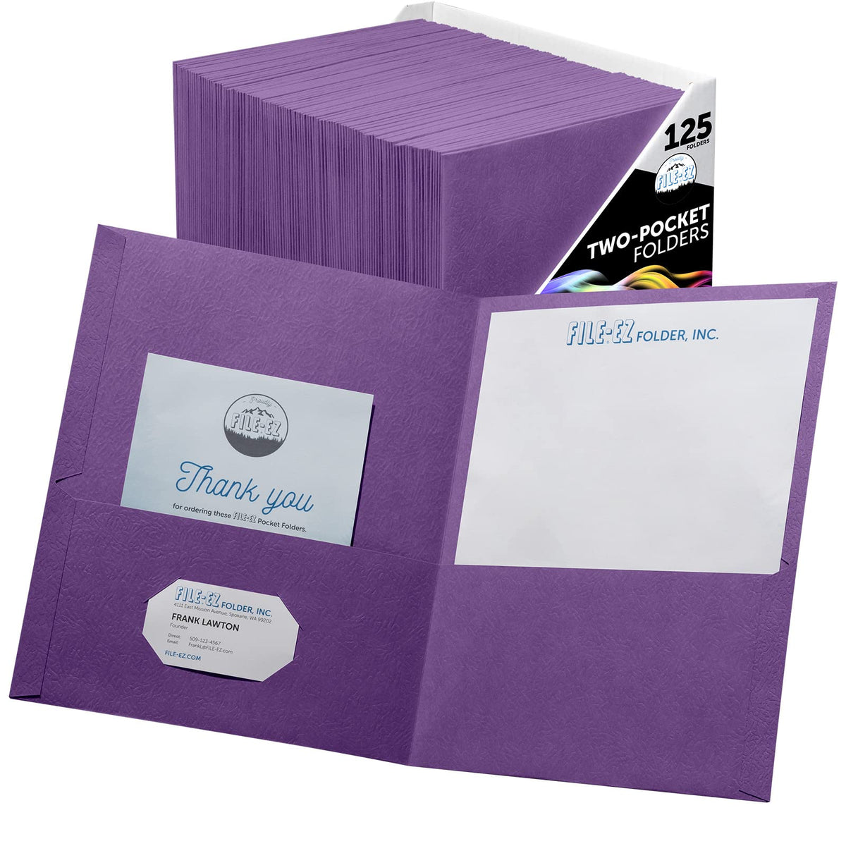 FILE-EZ Two-Pocket Folders, Navy Dark Blue, 25-Pack, Textured Paper, Letter Size (EZ-32523)