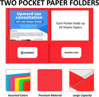 2 Pocket Folders, 5 Pack Folders with Pockets, Textured Paper File Folders