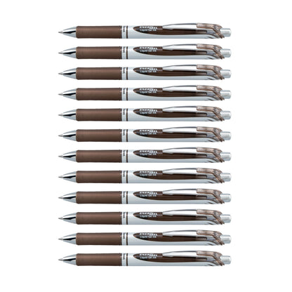 Pentel EnerGel RTX Retractable Liquid Gel Pen, (0.7mm) Medium Line, Metal Tip, Black Ink, Box of 12 (BL77-A)