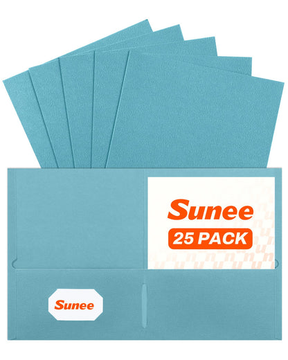 SUNEE Folders with Pockets(25 Pack, Black), 2 Pocket Folders Fit Letter Size Paper, Paper File Folder for School Office Home Bussiness