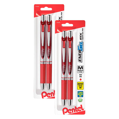 Pentel EnerGel Deluxe RTX Retractable Liquid Gel Pen, 0.7mm, Metal Tip, Blue Ink, 2 Pack (BL77BP2C)