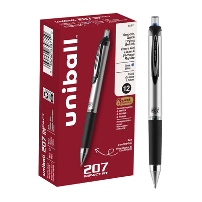 uni-ball Signo 207 Impact Stick Gel Pen, 4 Black Pens, 1.0mm Bold Point Gel Pens, Smooth Writing, Archival-Quality Ink, Acid-Free, Superior Comfort