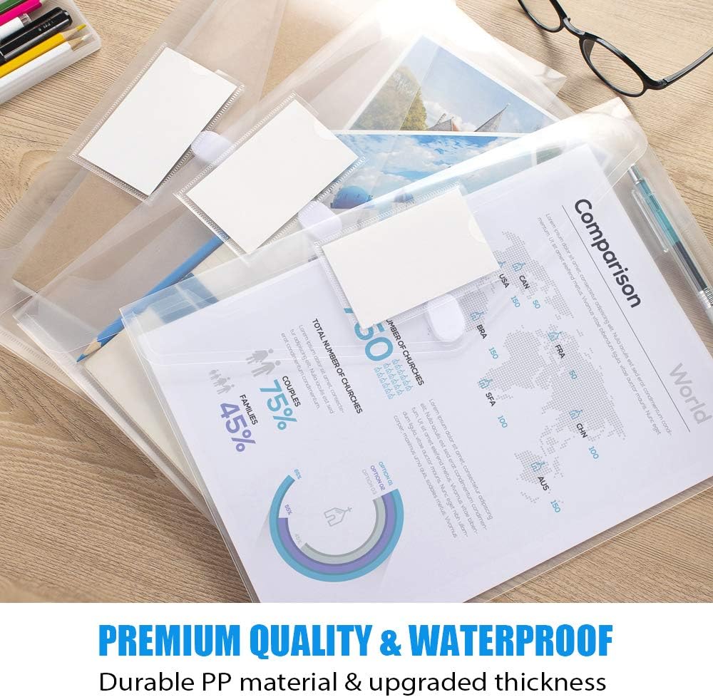Sooez 10 Pack Plastic Envelopes File Folders, Clear Folder for Document US